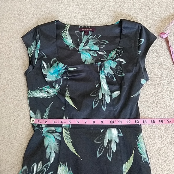 Marchesa Voyage Feather Print Satin Dress SZ 4 - Picture 3 of 7